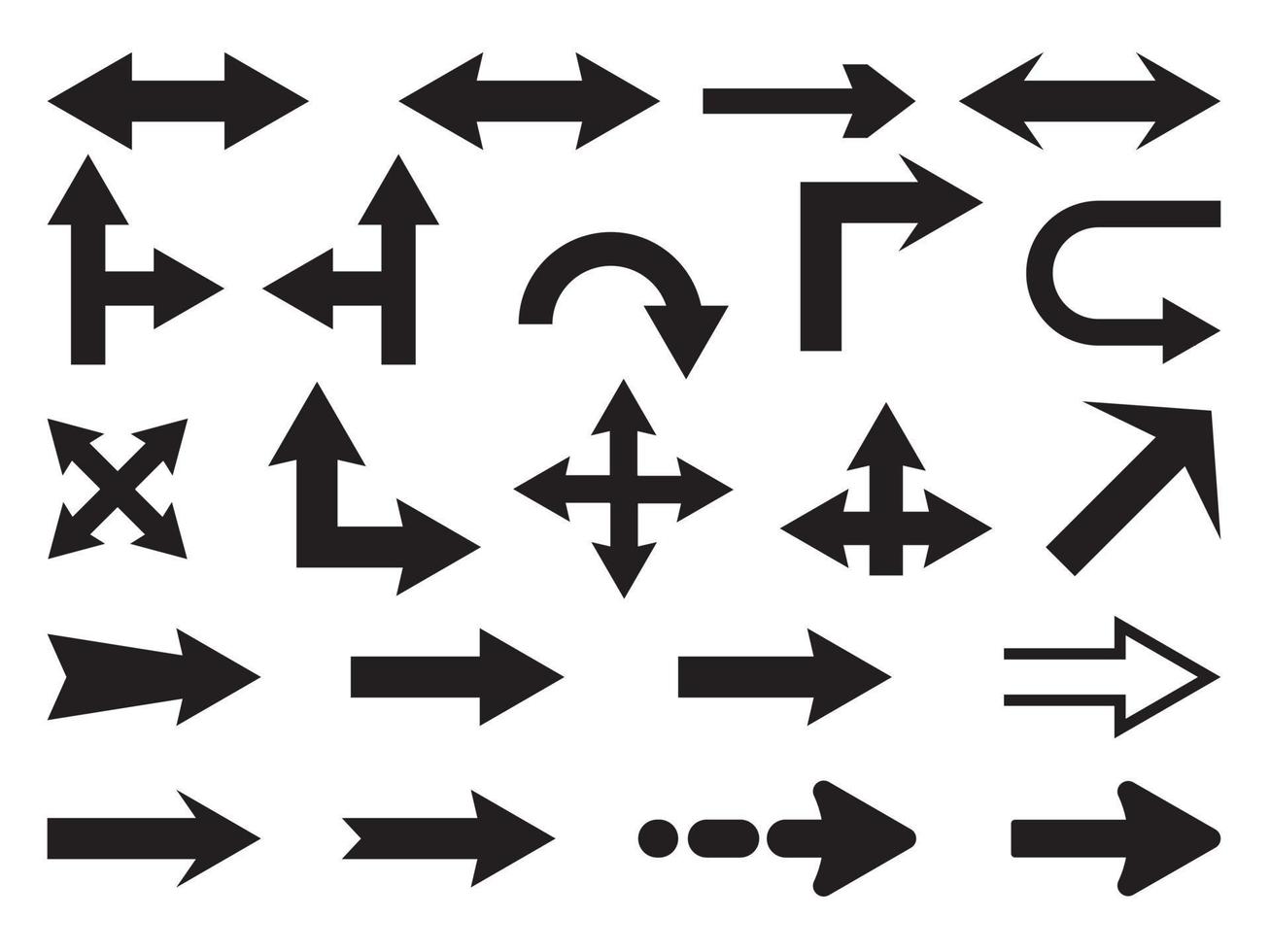 Collection of simple vector black arrows.