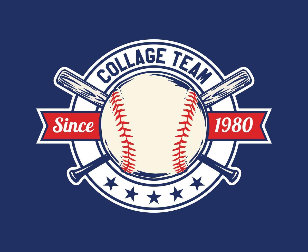 Hand Drawn Baseball Emblems of teams and competitions Badge vector