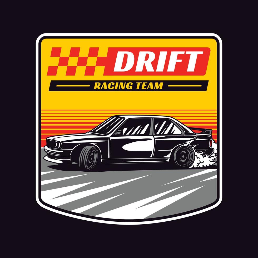 Hand Drawn Vintage style of Drift Racing Car vector