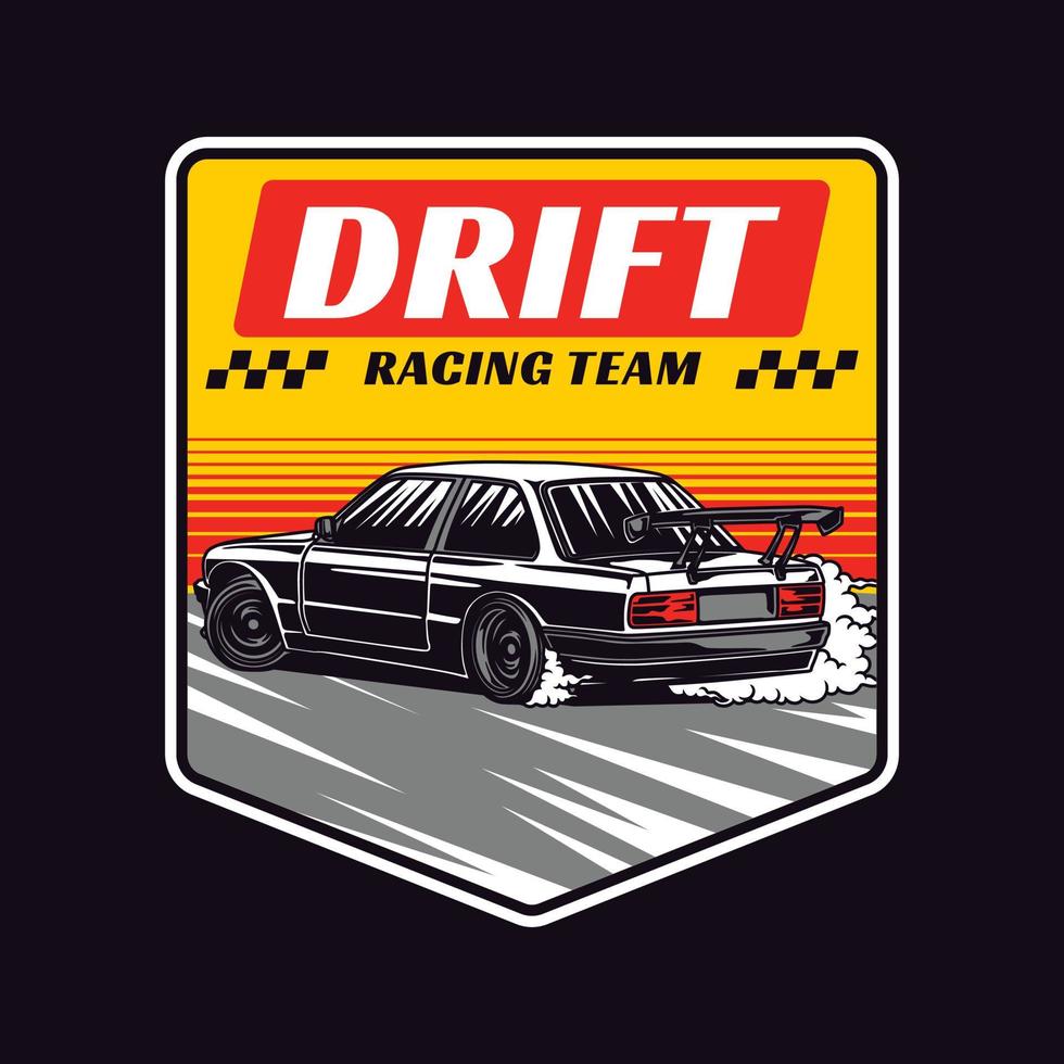 Hand Drawn Vintage style of Drift Racing Car vector