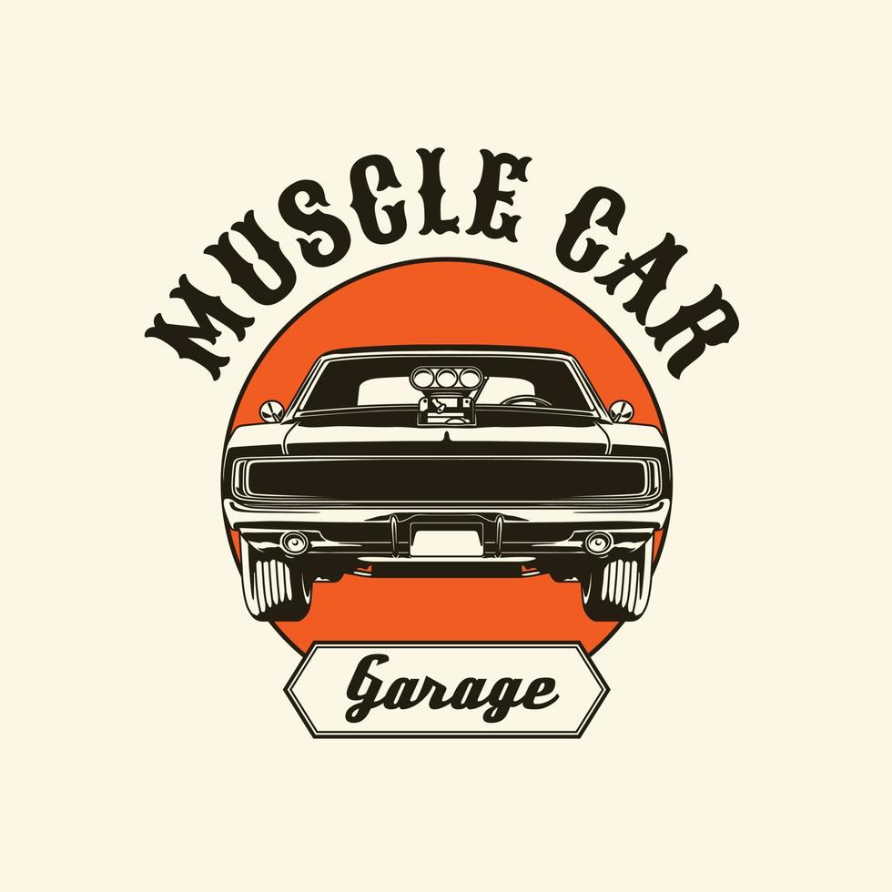 Hand Drawn Vintage style of muscle and classic cars badge vector