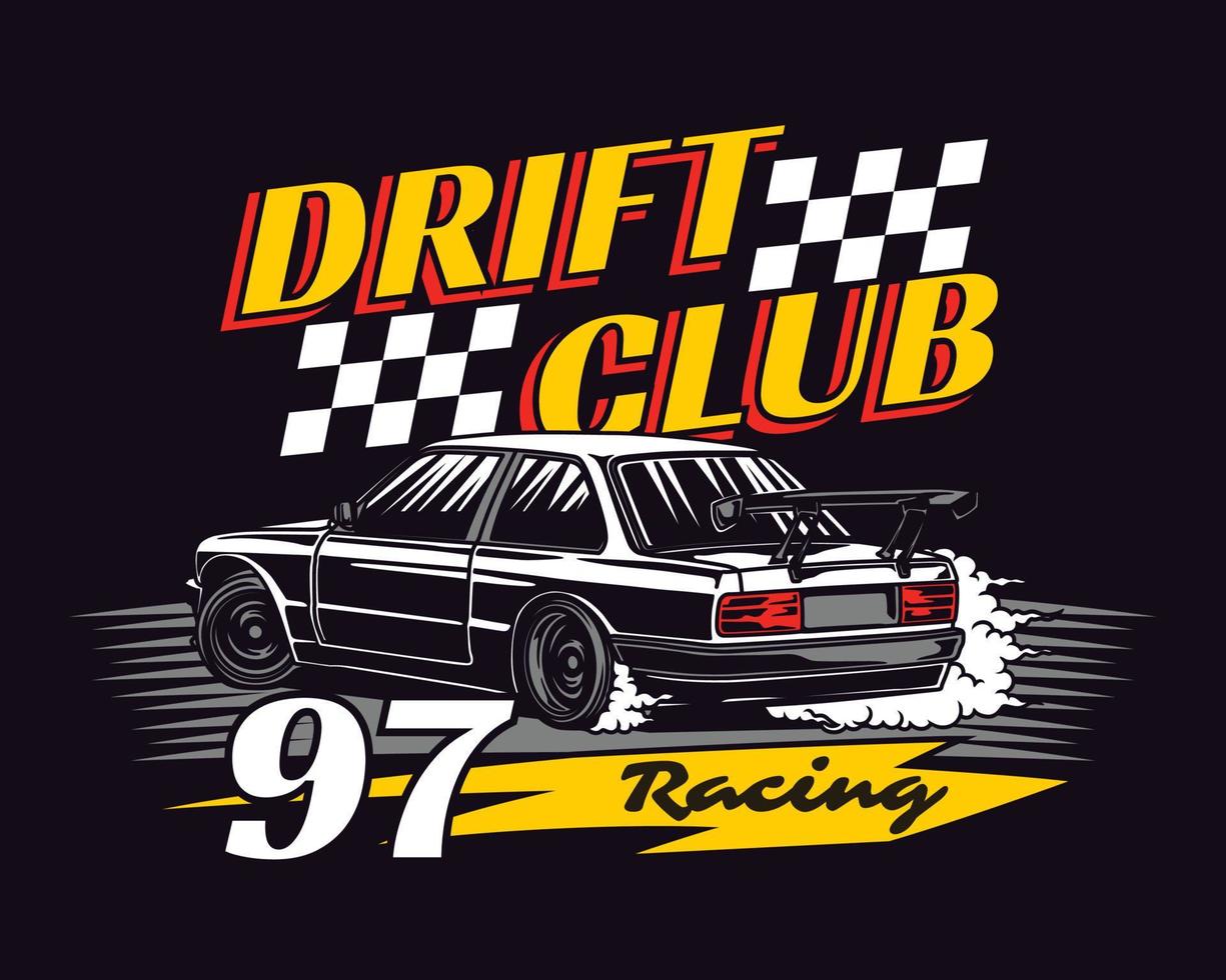 Hand Drawn Vintage style of Drift Racing Car vector