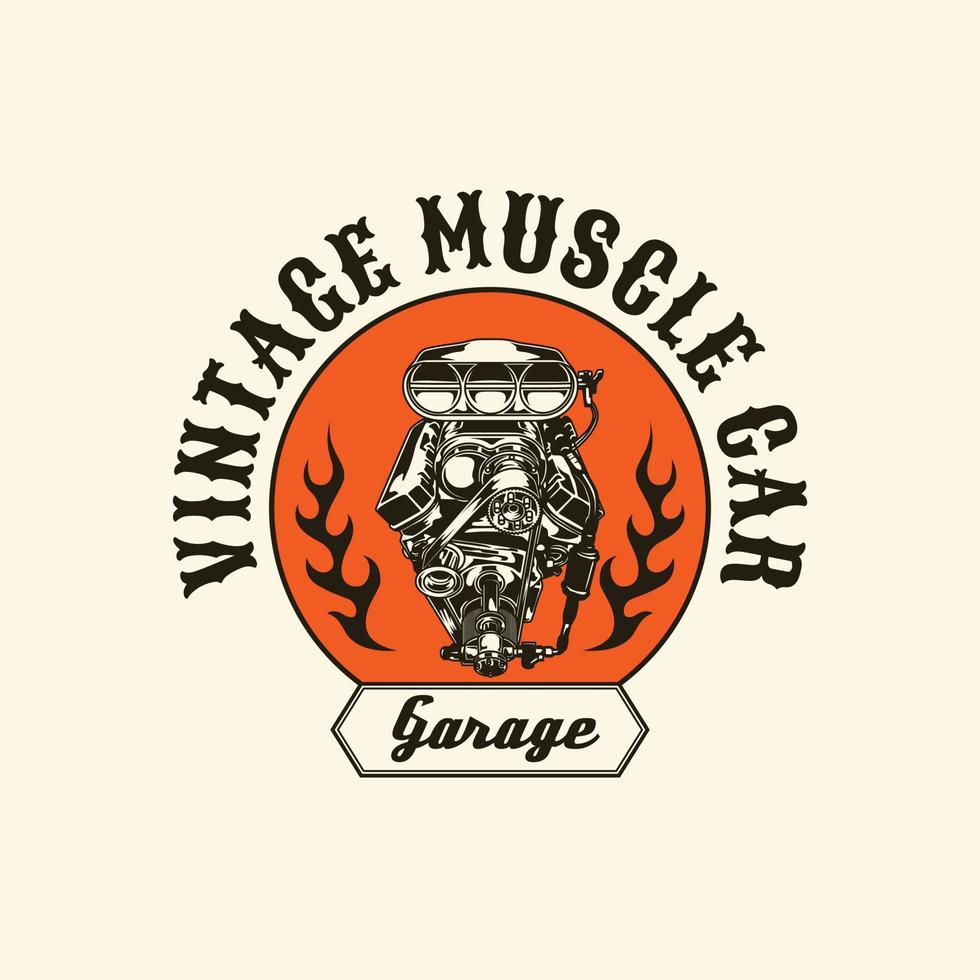 Hand Drawn Vintage style of muscle and classic cars badge vector