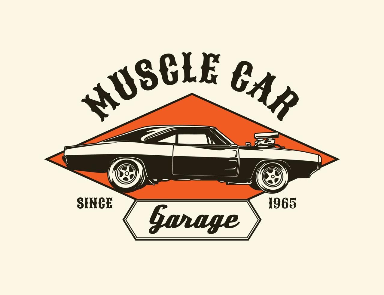 Hand Drawn Vintage style of muscle and classic cars badge vector