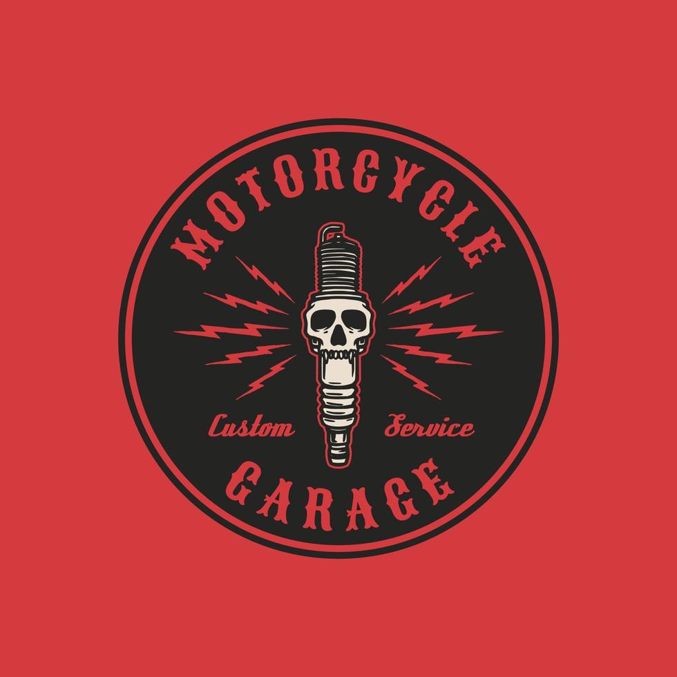 Hand Drawn Vintage style of Motorcycle and garage logo badge vector