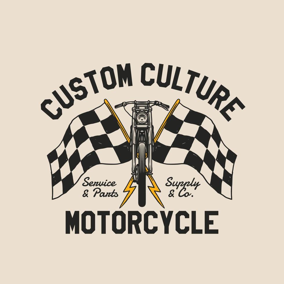 Hand Drawn Vintage style of Motorcycle and garage logo badge vector