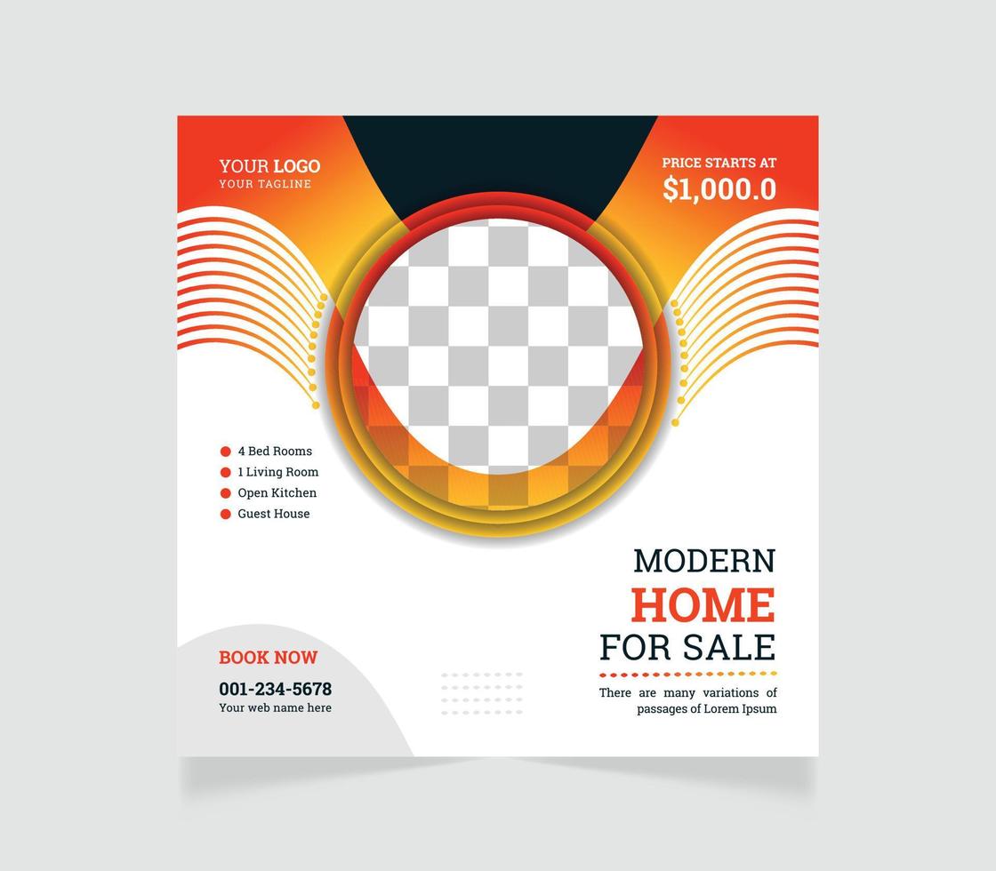 Real estate post or social media banner design template vector