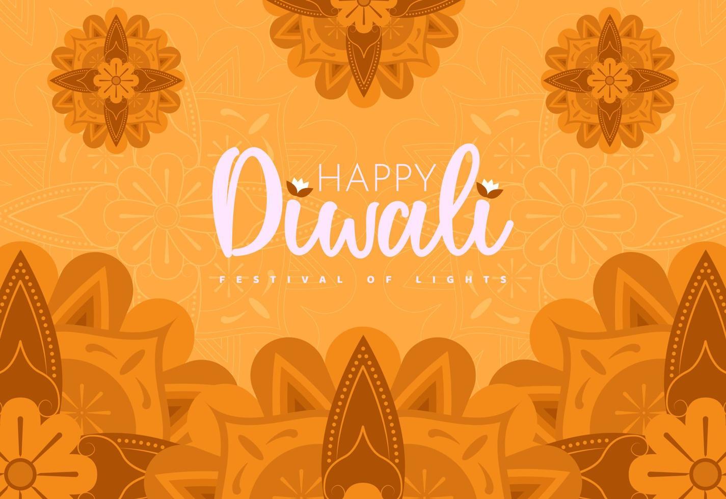 Happy Diwali Celebration Festival of Lights Flat Style Design vector