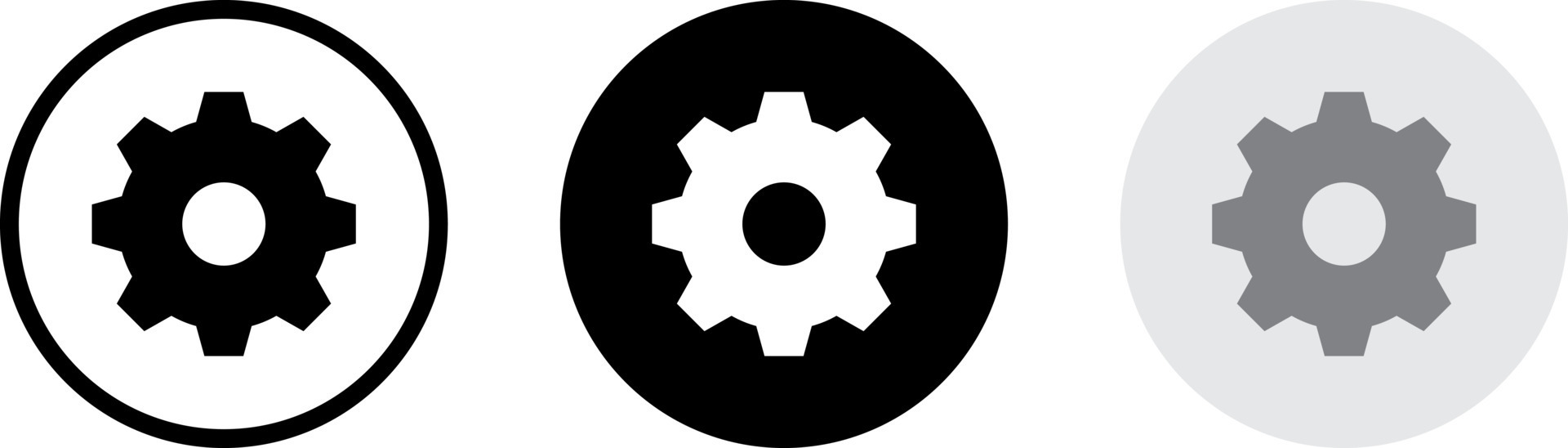 Settings, gear icon vector on circle button. Smartphone menu elements