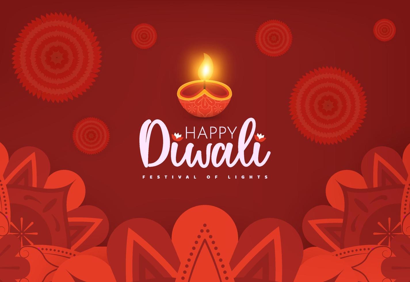 Flat Illustration Style Diwali Celebration Festival of Lights Background Design vector
