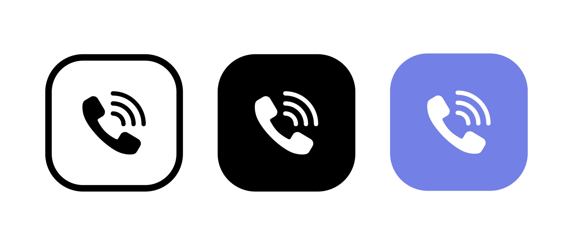 Phone call, telephone ringing button icon vector on square button