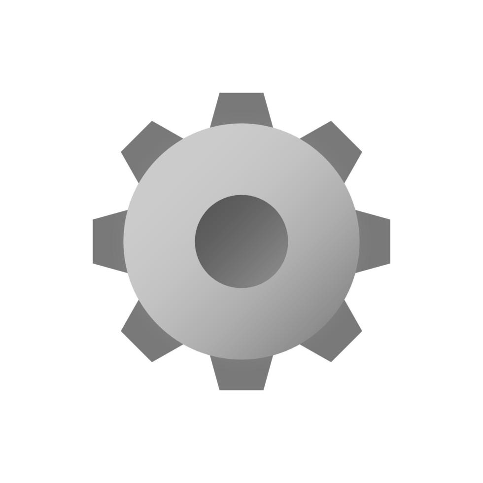 Settings, gear icon vector in silver flat style