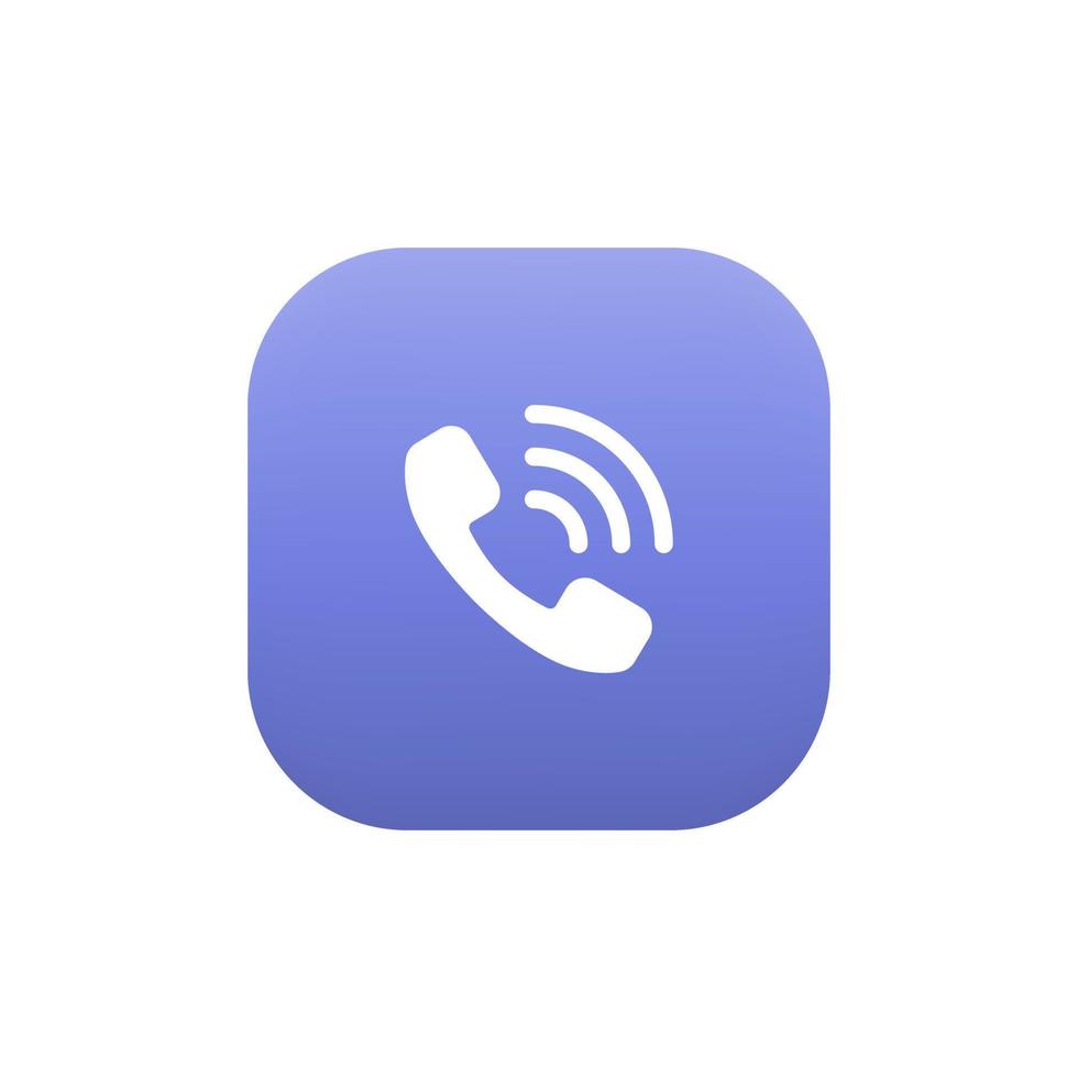 Phone call, telephone ringing icon vector on square button