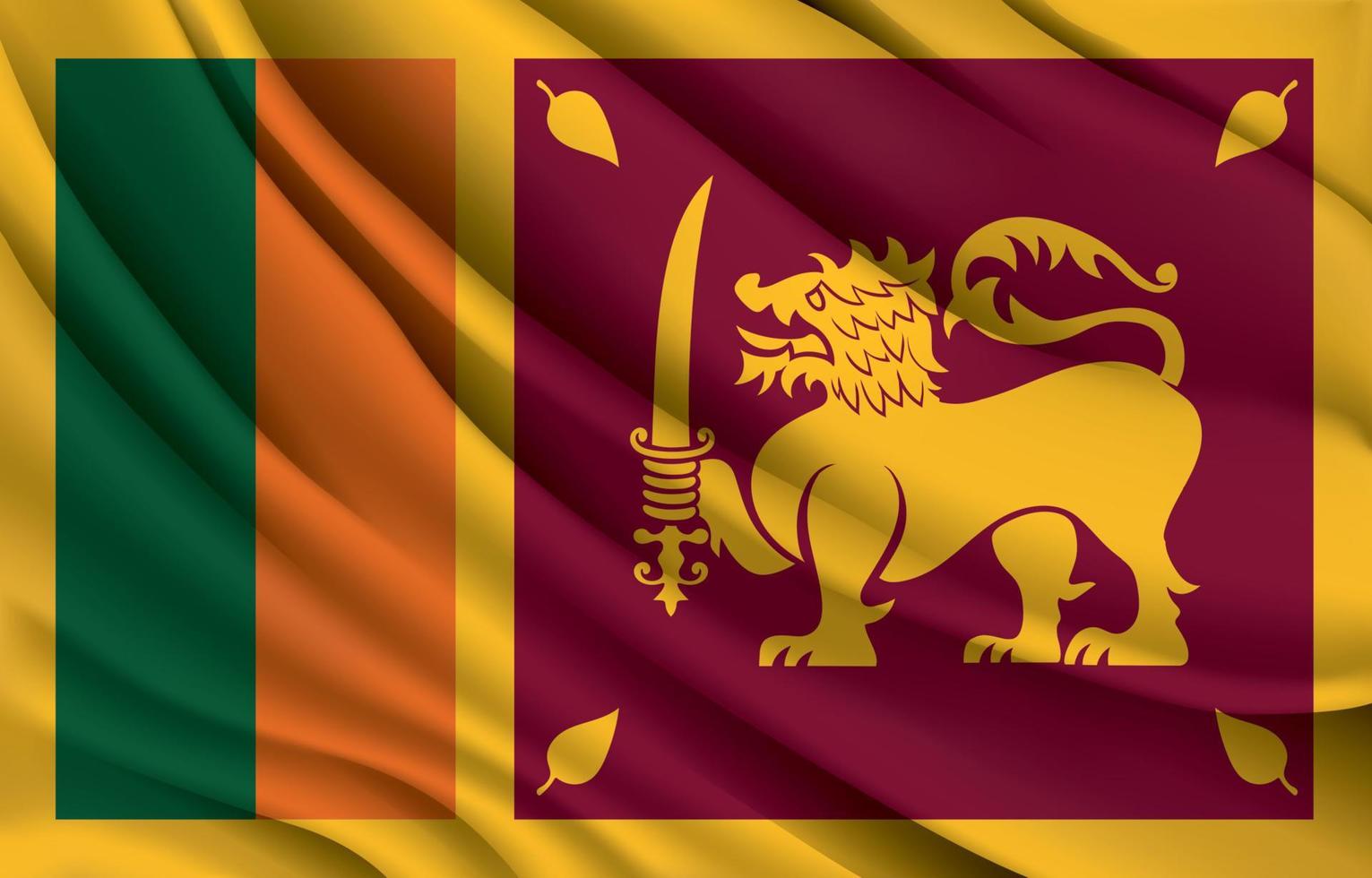 bandera nacional de srilanka ondeando ilustración vectorial realista vector