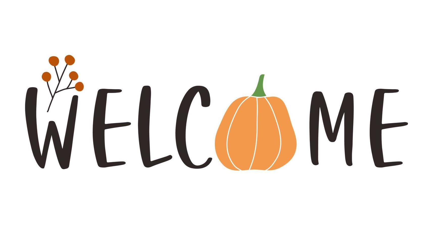 Welcome to the phrase branch and pumpkin. vector