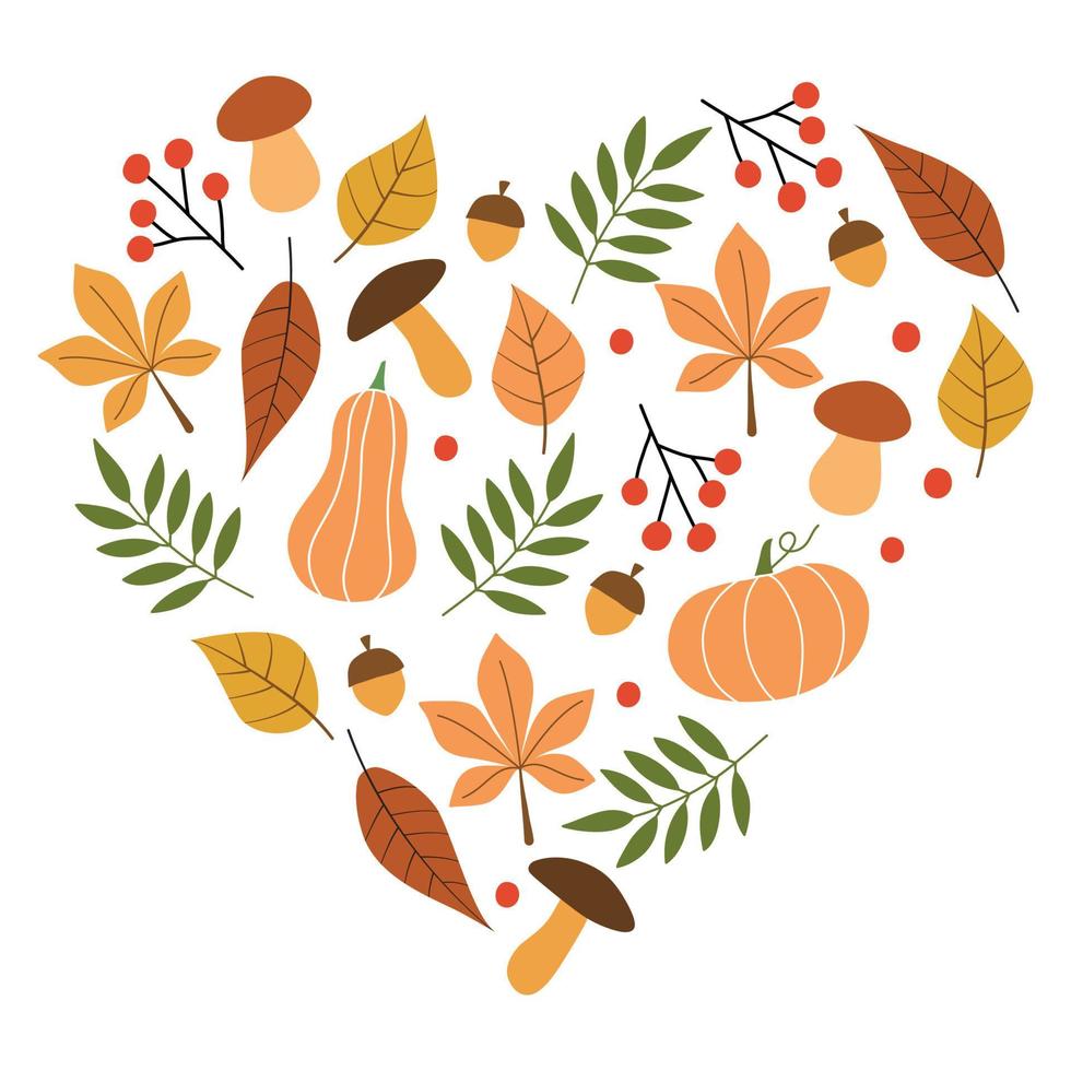 patrón de otoño en forma de corazón. vector