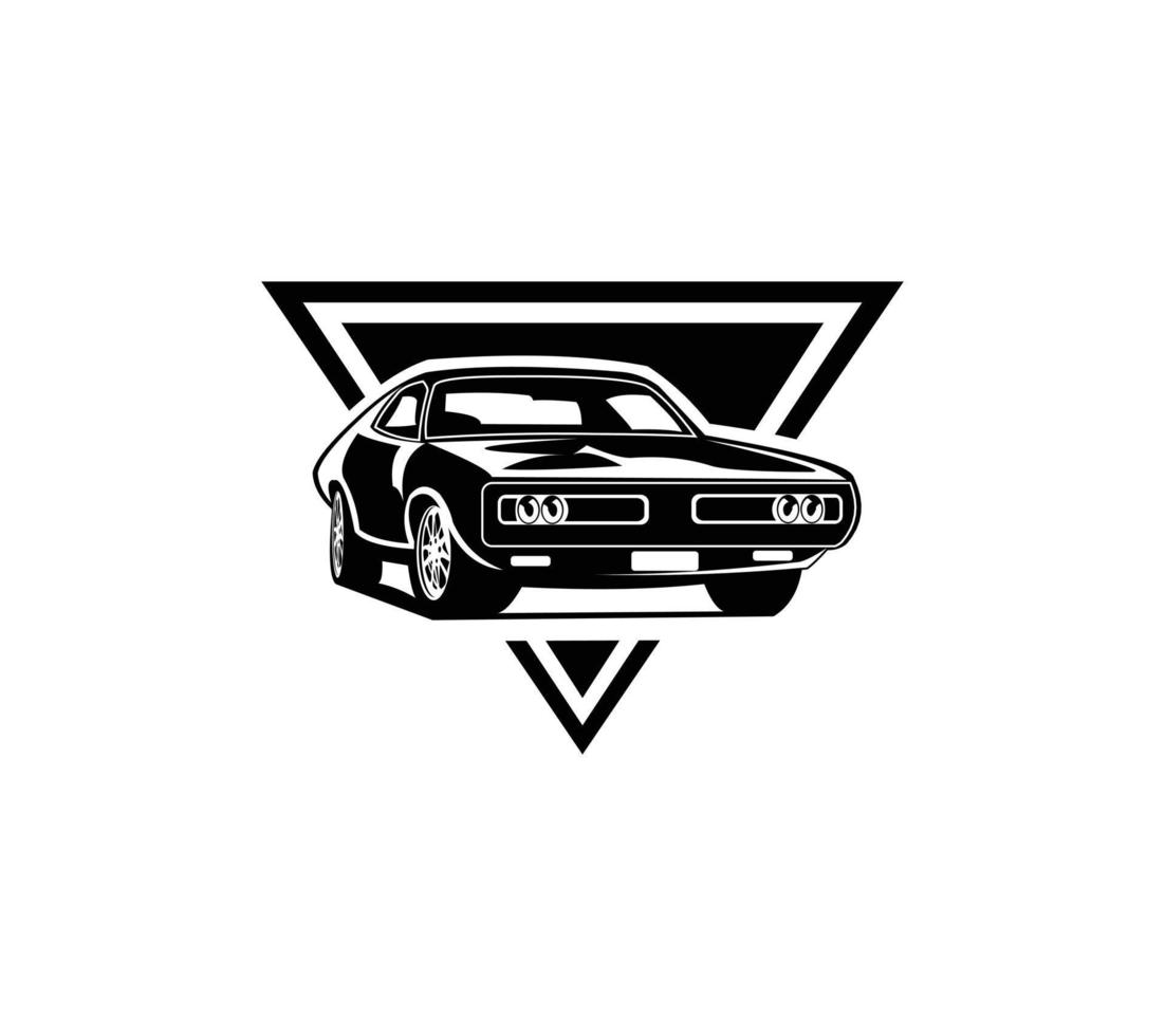 Muscle car silhouette logo vector concept badge emblem isolated