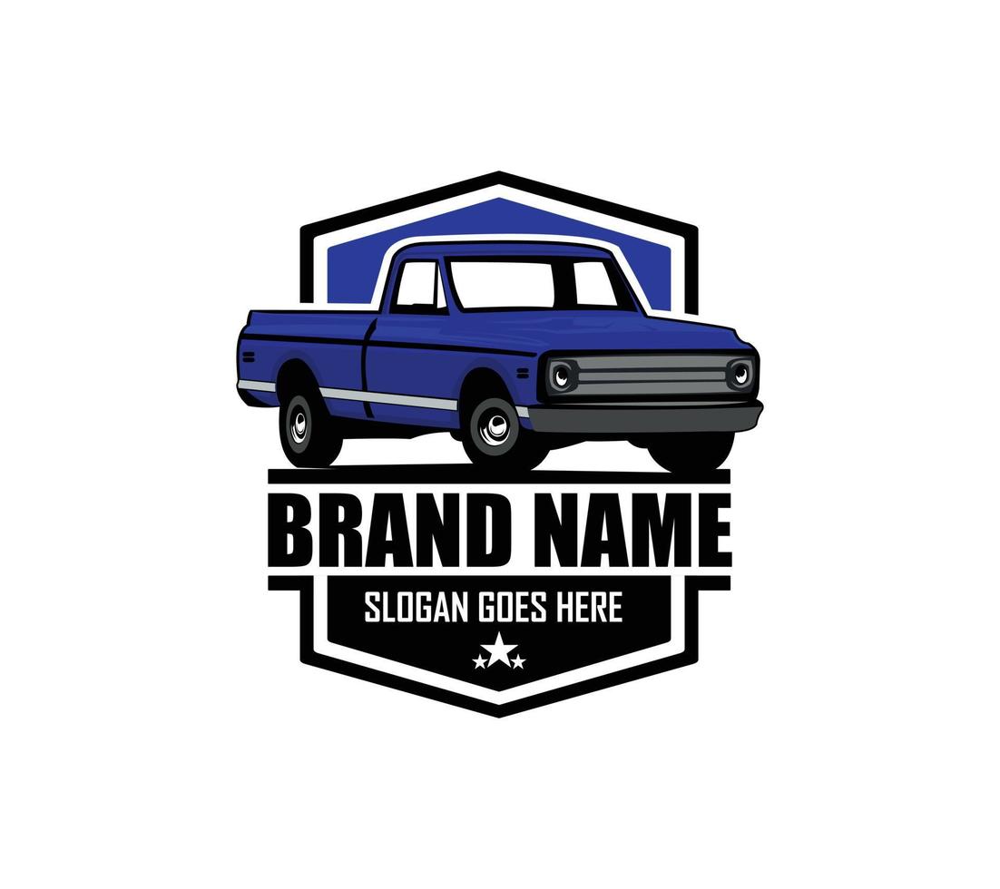 logotipo del emblema de la camioneta todoterreno 4x4. lo mejor para el logotipo relacionado con la restauración clásica de camiones todoterreno vector