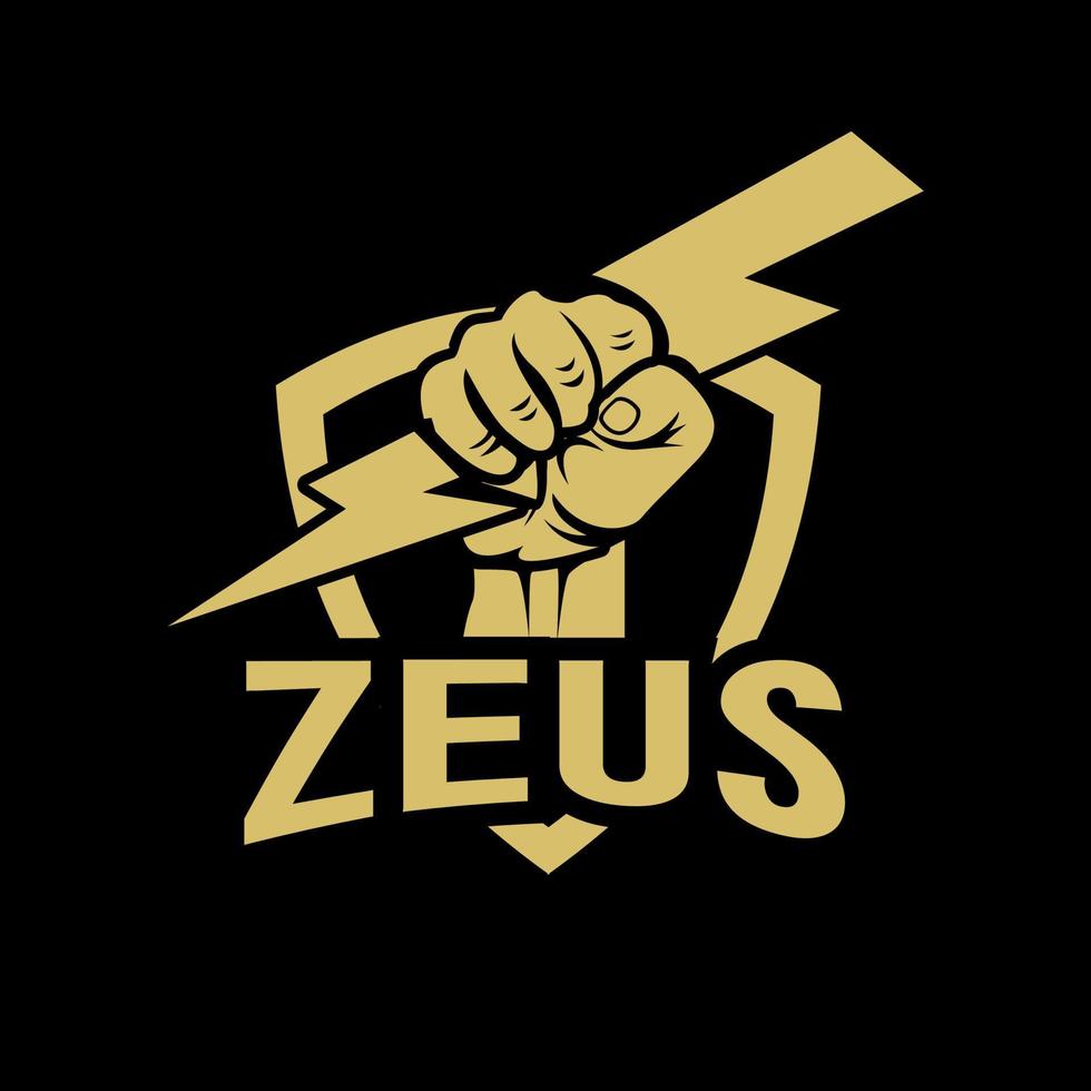 esport logo hand zeus lightning vector