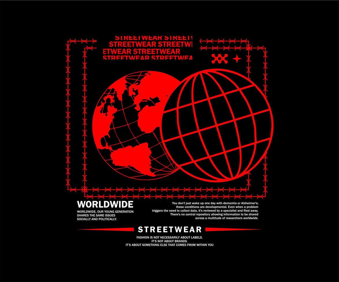 Worldwide Graphic Design for T shirt Street Wear and Urban Style vector