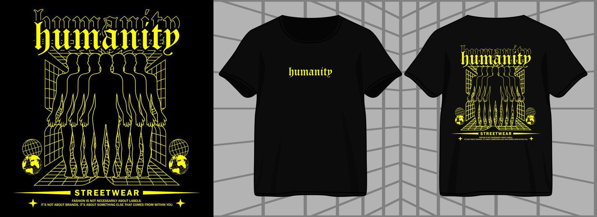 diseño gráfico estético de la humanidad para ropa de calle de camisetas y estilo urbano vector