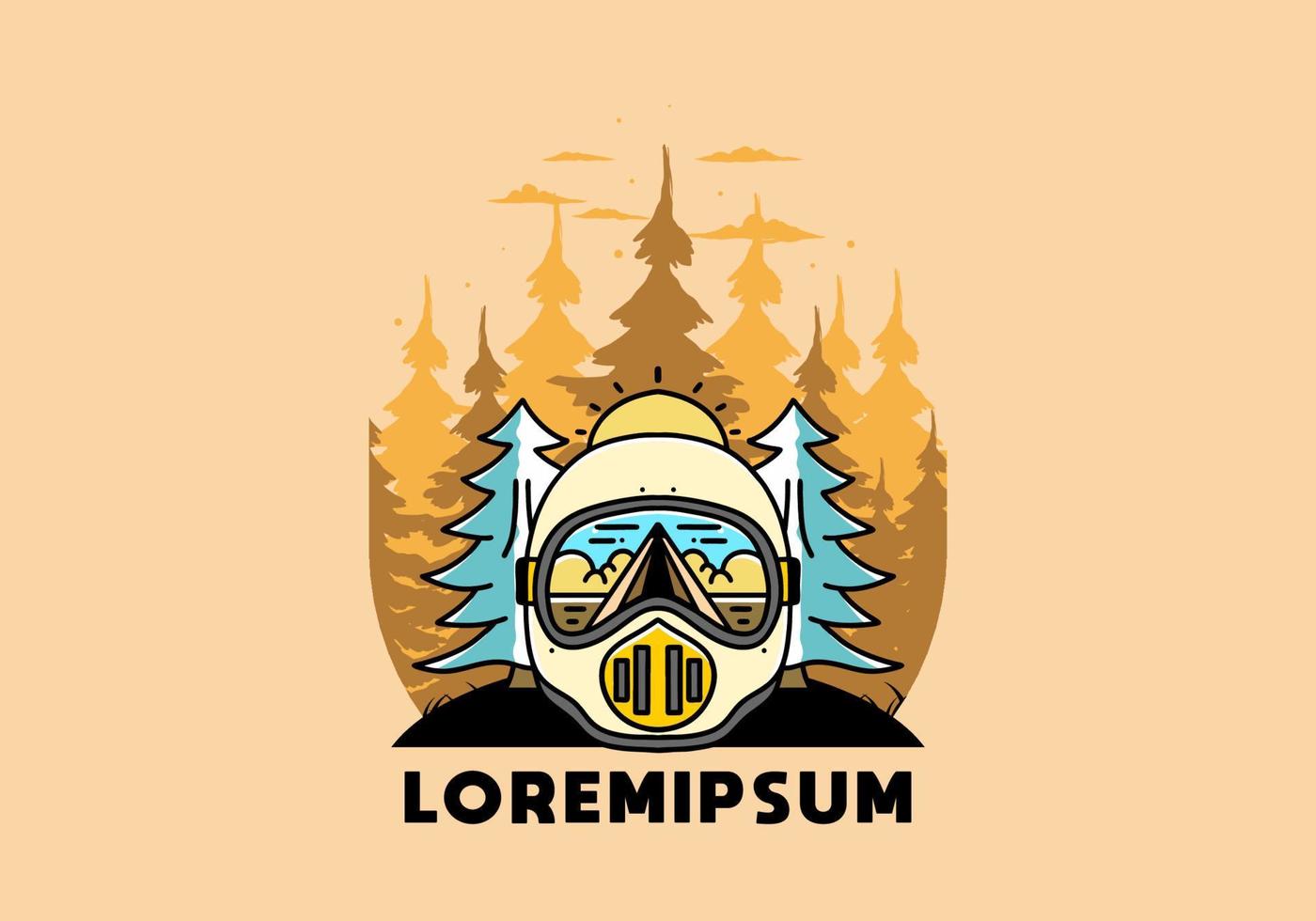 a trail helmet with a pine tree beside vector