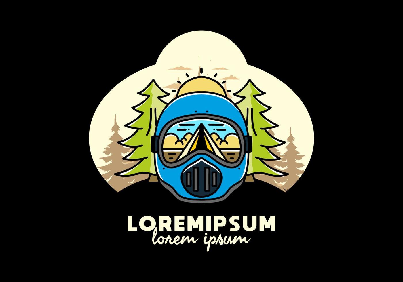 a trail helmet with a pine tree beside vector