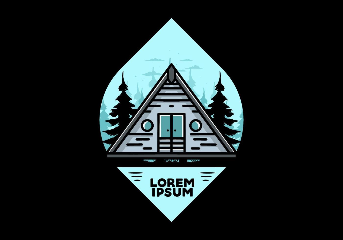Triangle wood cabin illustration design vector