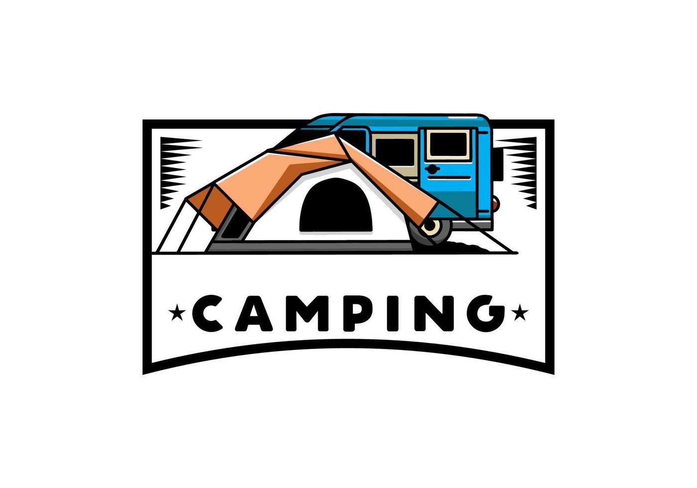 Van car and camping tent illustration design vector