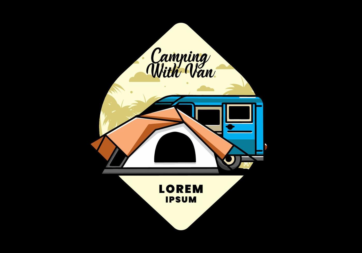 Van car and camping tent illustration design vector