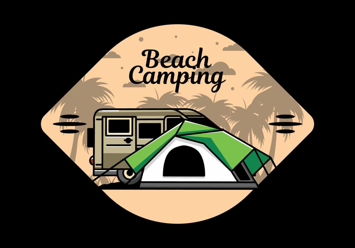 Van car and camping tent illustration design vector