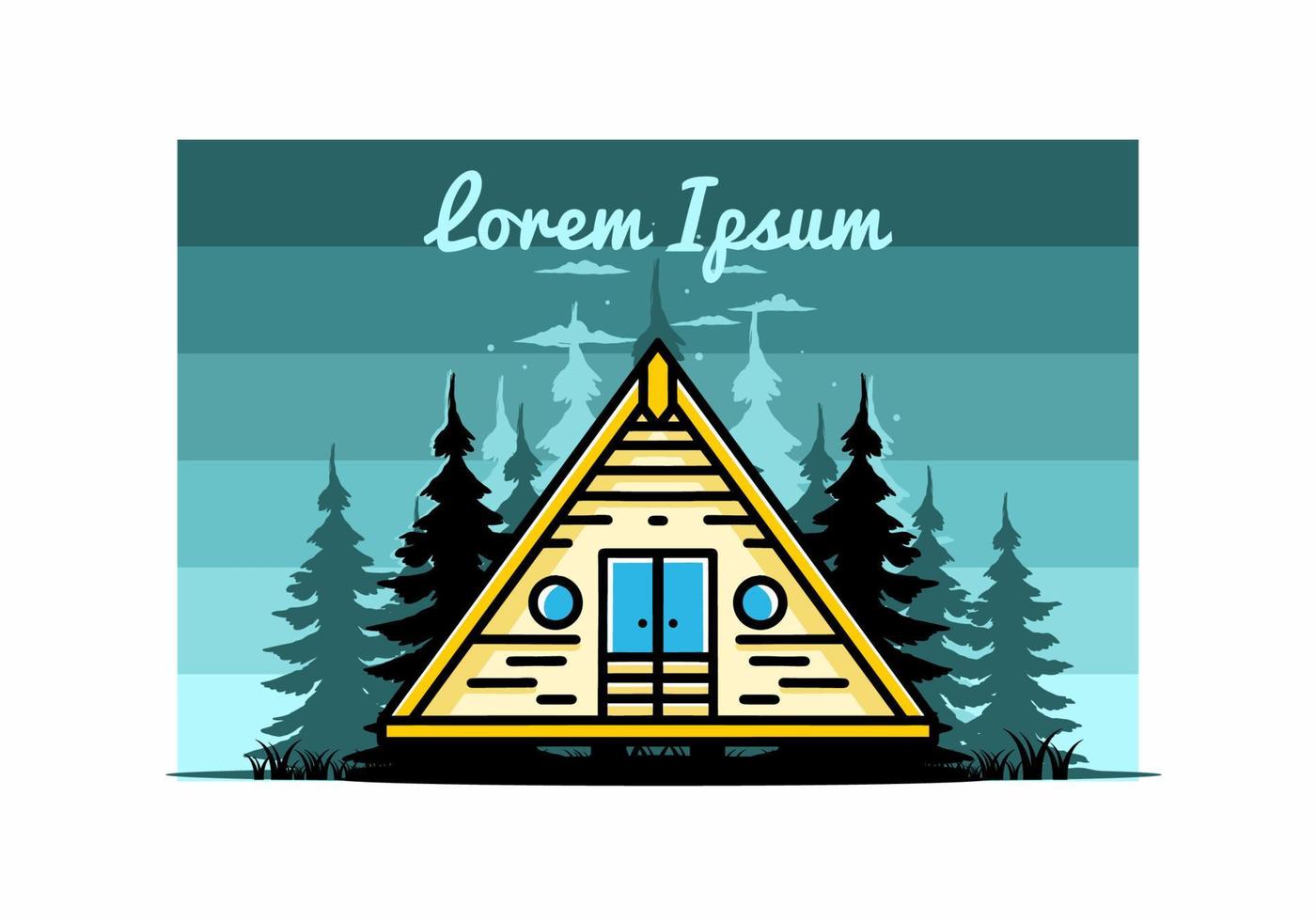 Triangle wood cabin illustration design vector