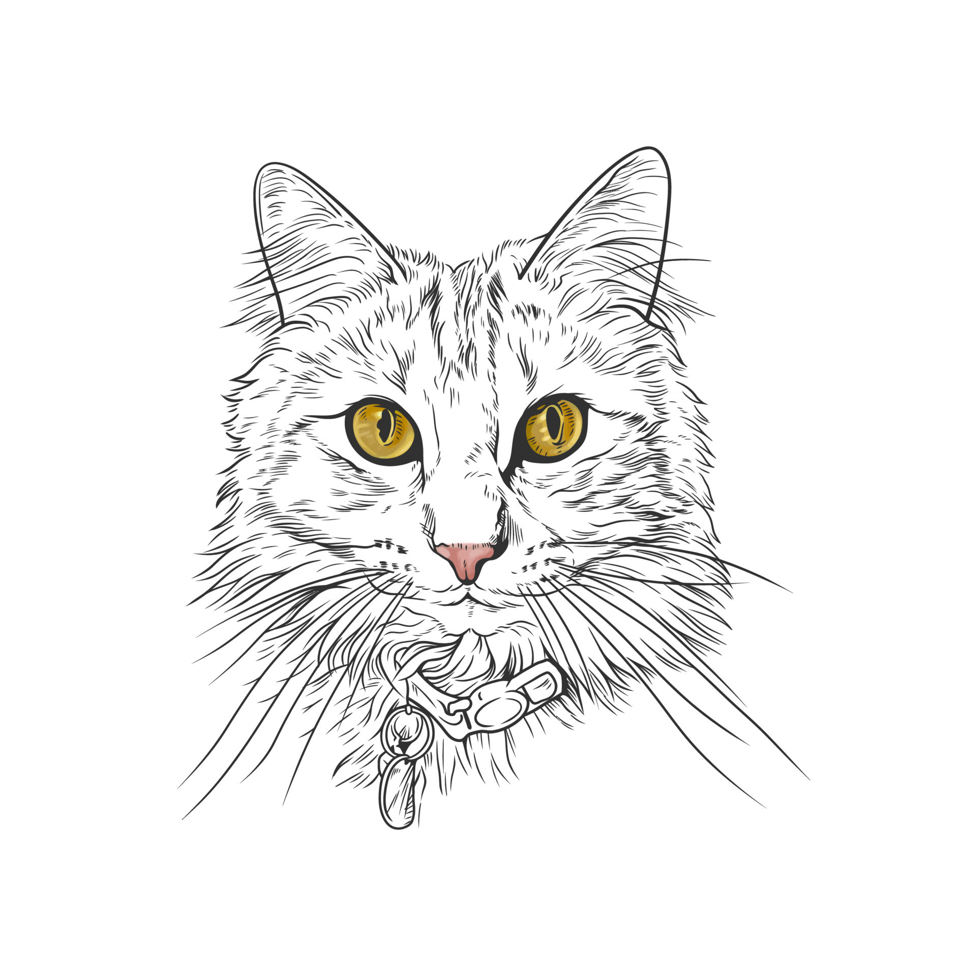 Cute cat head vector line art illustration 10269033 Vector Art at Vecteezy