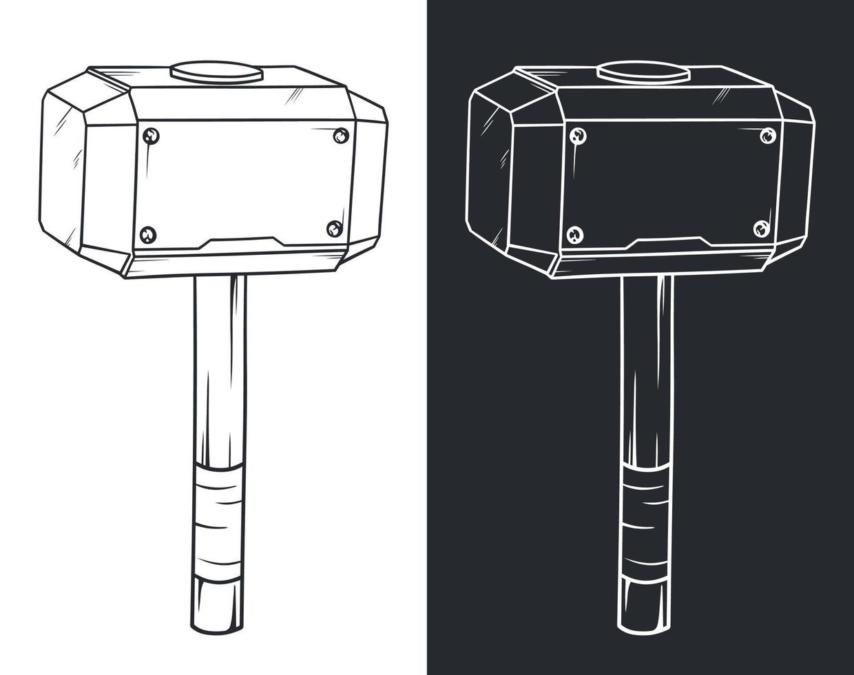 mjolnir superhéroe martillo vector línea arte ilustración