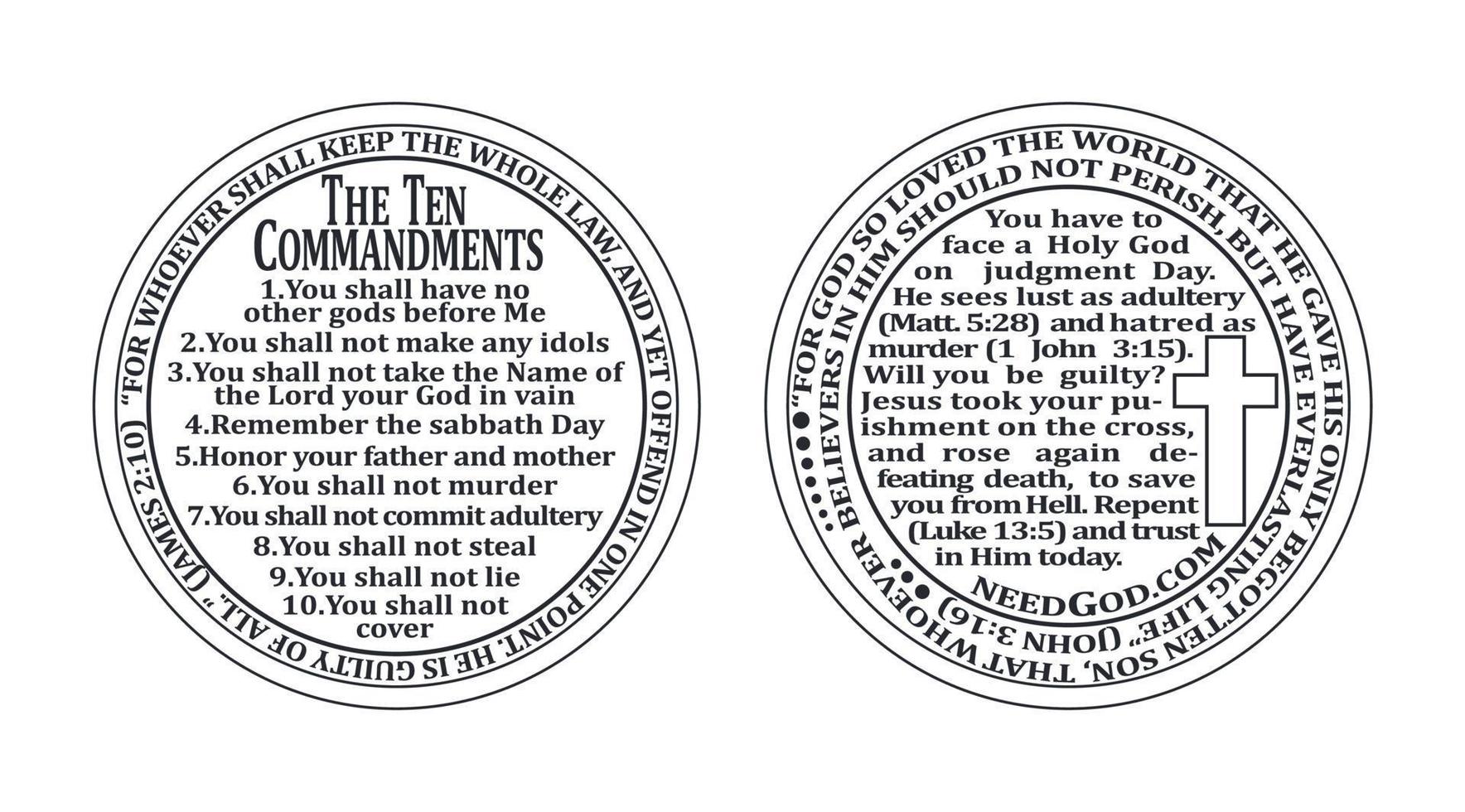 The two sides ten commandments coin vector illustration 10269045 Vector