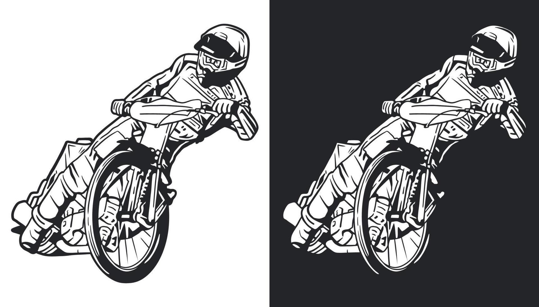 Speedway rider vector line art illustration