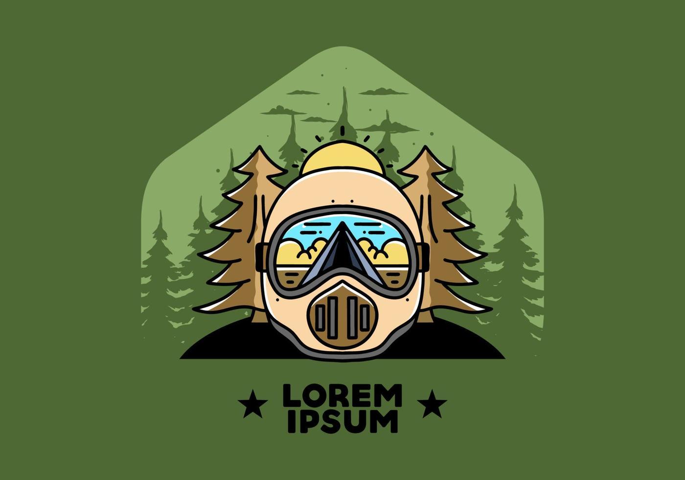 a trail helmet with a pine tree beside vector