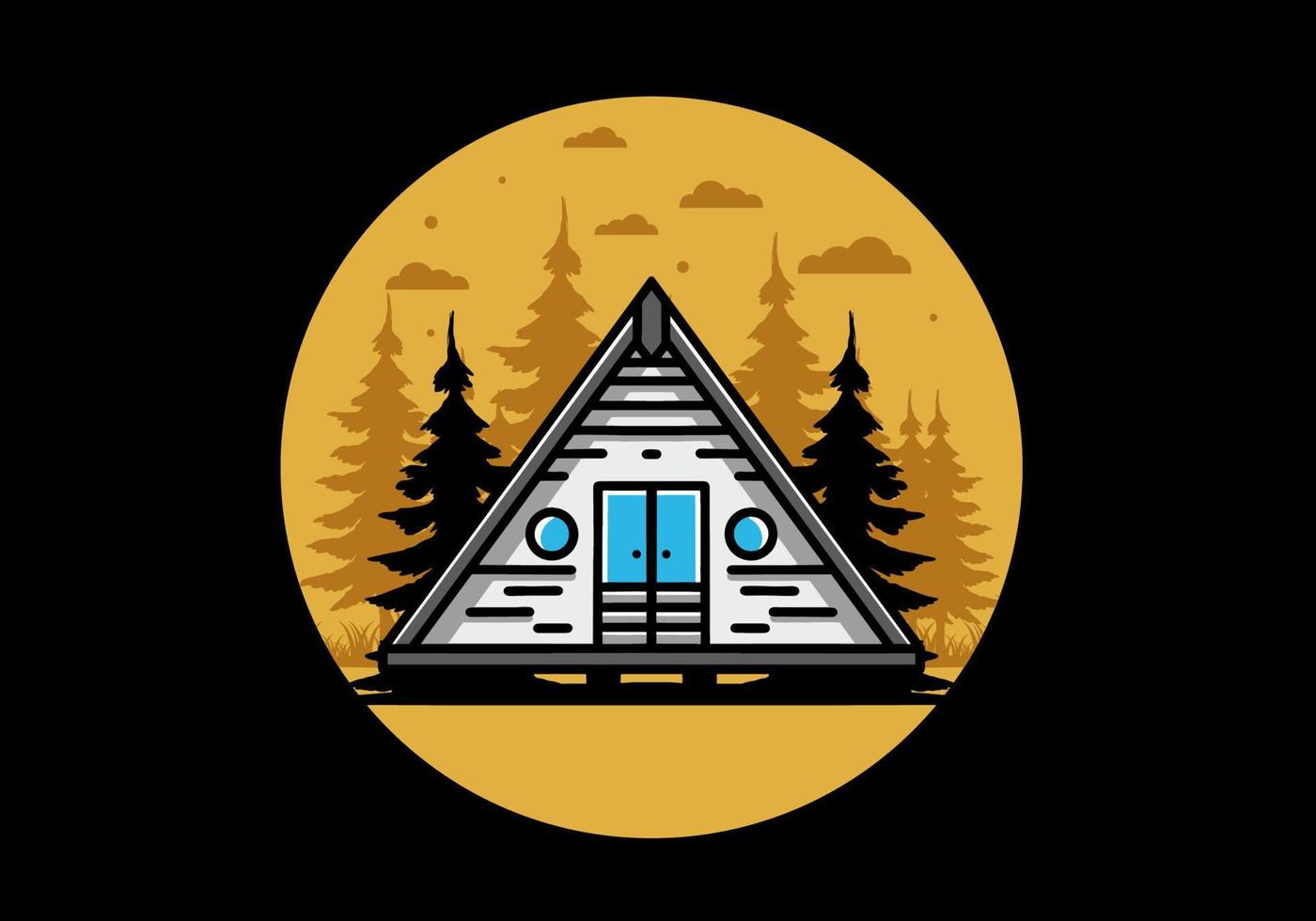 Triangle wood cabin illustration design vector