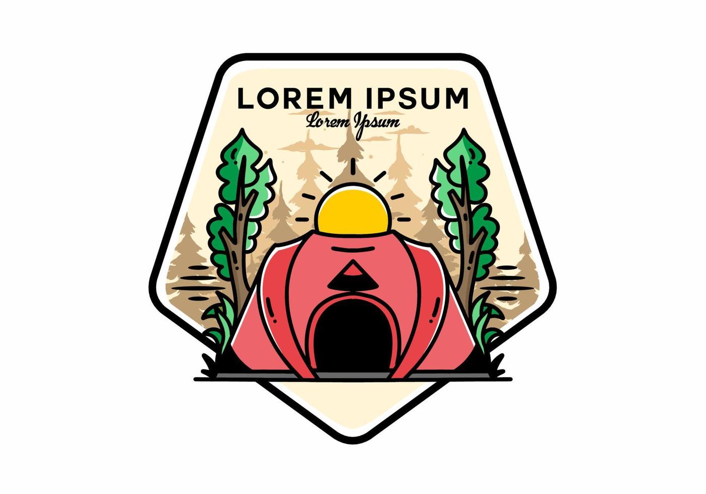 Big pop up tent for camping illustration badge design vector