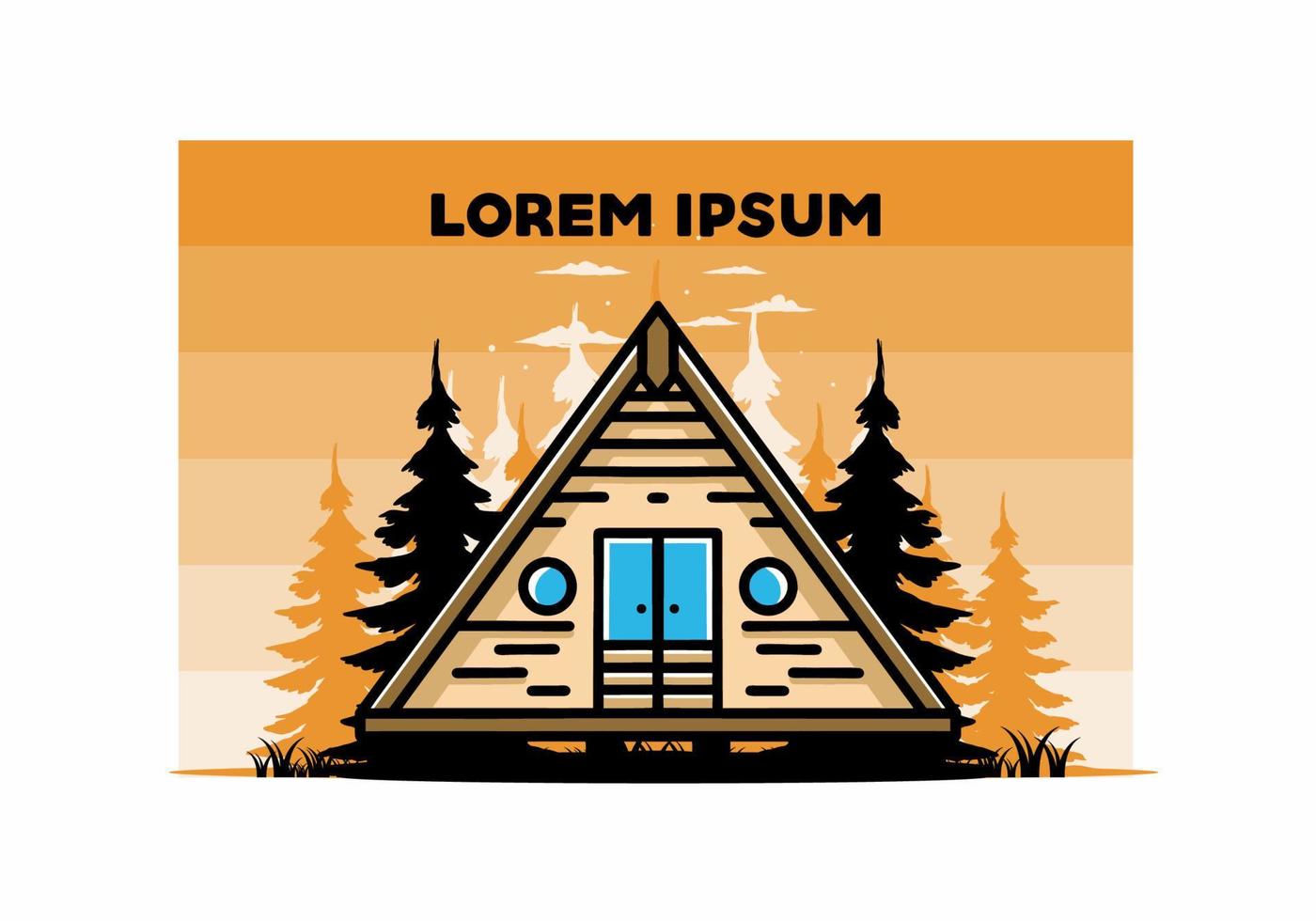 Triangle wood cabin illustration design vector