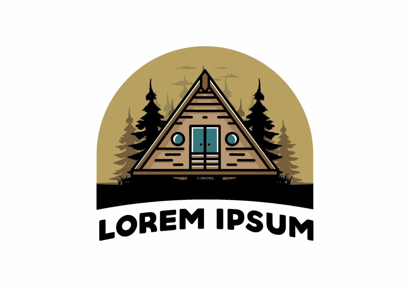 Triangle wood cabin illustration design vector