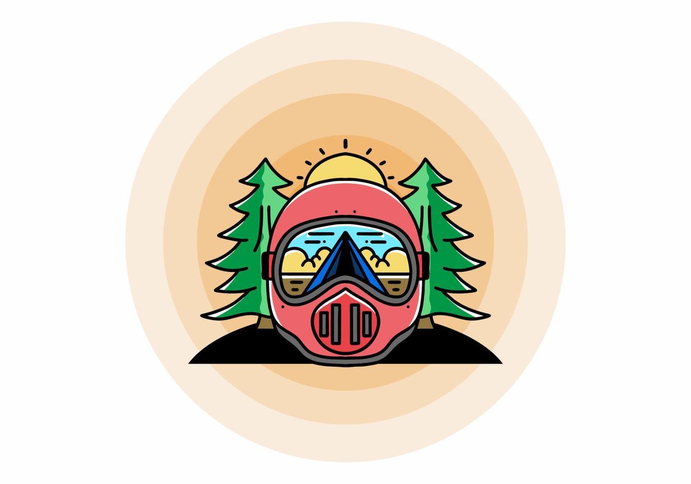 a trail helmet with a pine tree beside vector