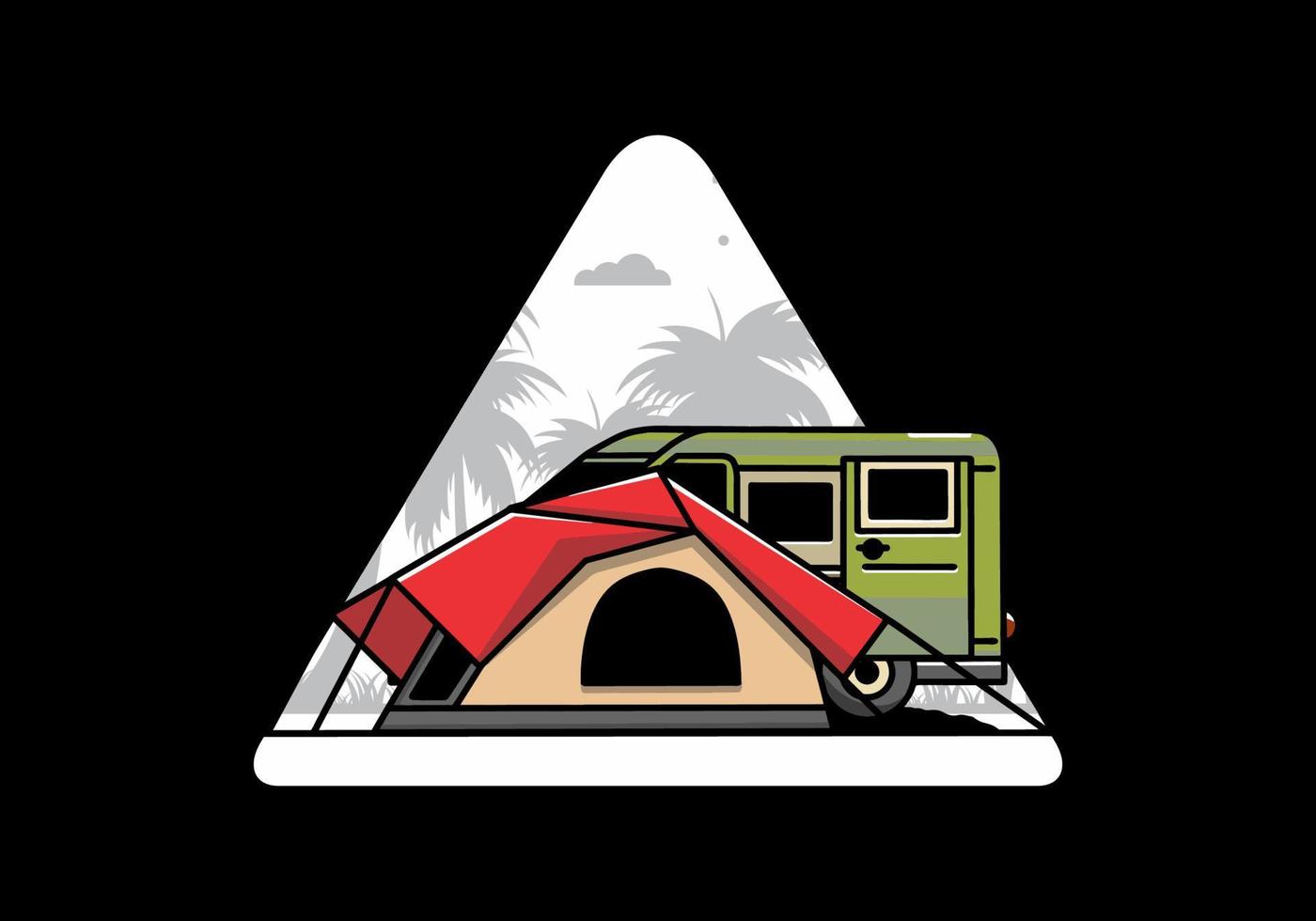 Van car and camping tent illustration design vector