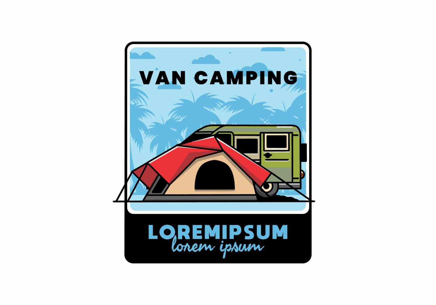 Van car and camping tent illustration design vector