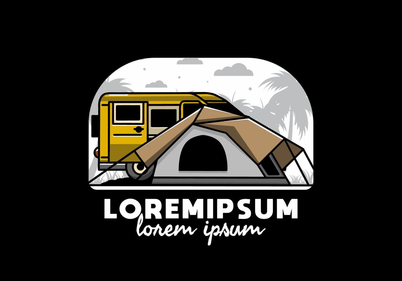 Van car and camping tent illustration design vector