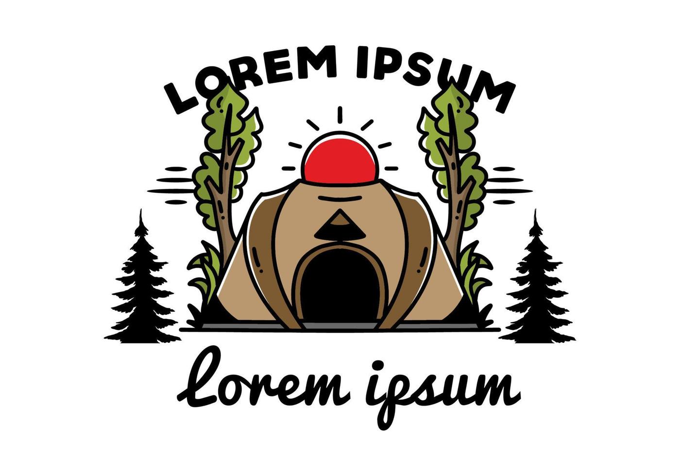 Big pop up tent for camping illustration badge design vector