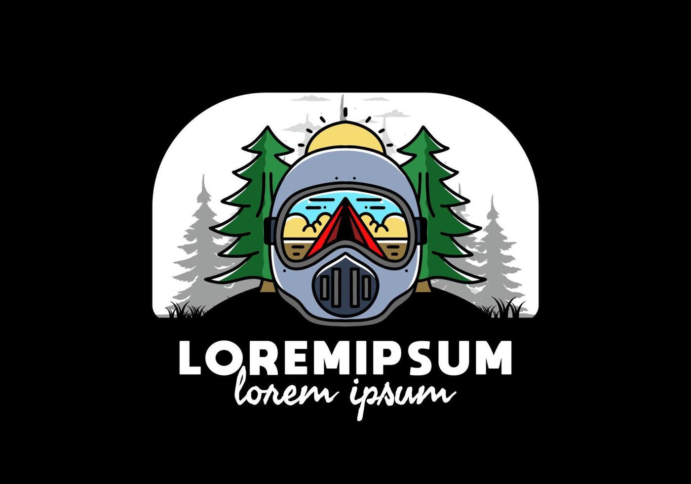 a trail helmet with a pine tree beside vector