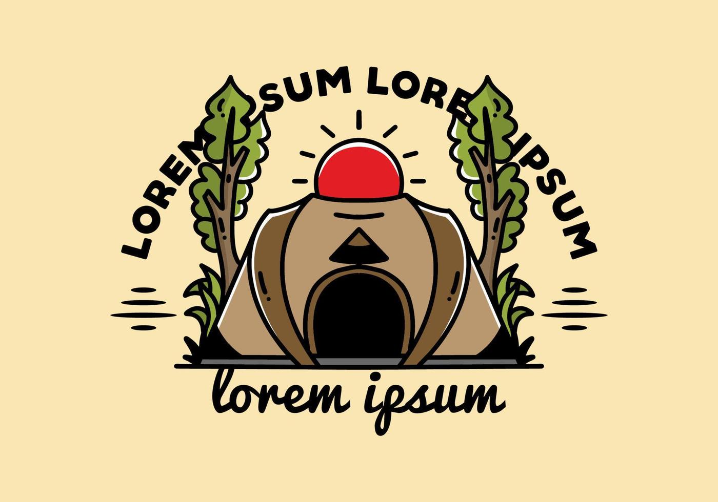 Big pop up tent for camping illustration badge design vector