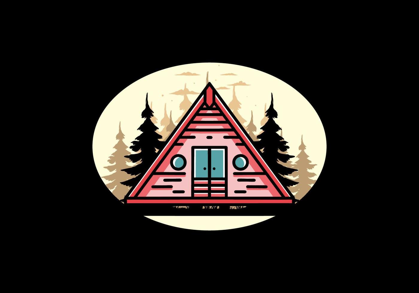 diseño de ilustración de cabaña de madera de triángulo vector