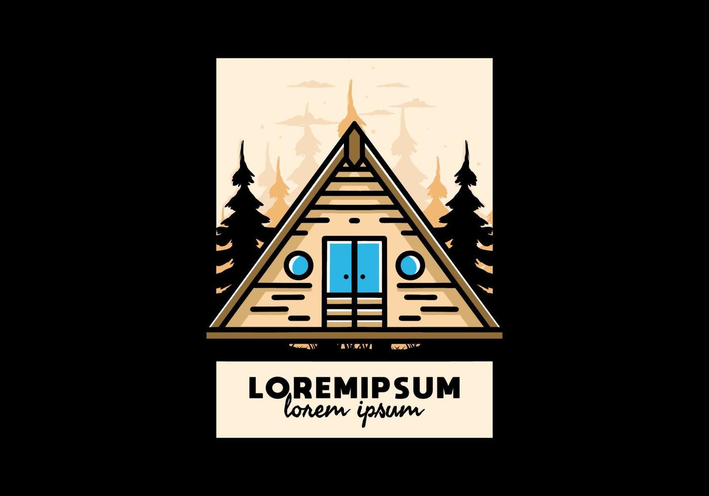 Triangle wood cabin illustration design vector